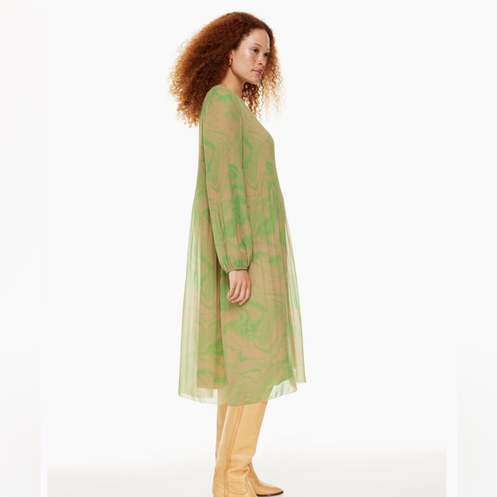 Aritzia Swirl Patterned Green Midi Dress